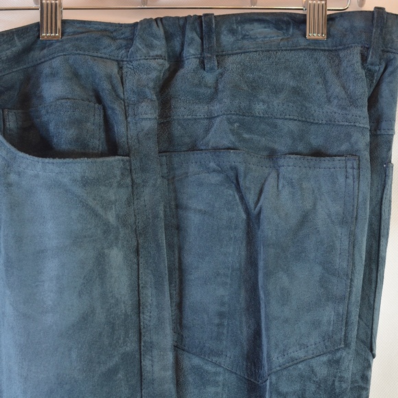 Blue Soft Shammy Suede Leather Pants High Waist SZ 16 Rogue NWOT - Picture 6 of 10